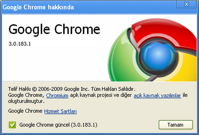 Google Chrome 3 Gأ¼ncelleme